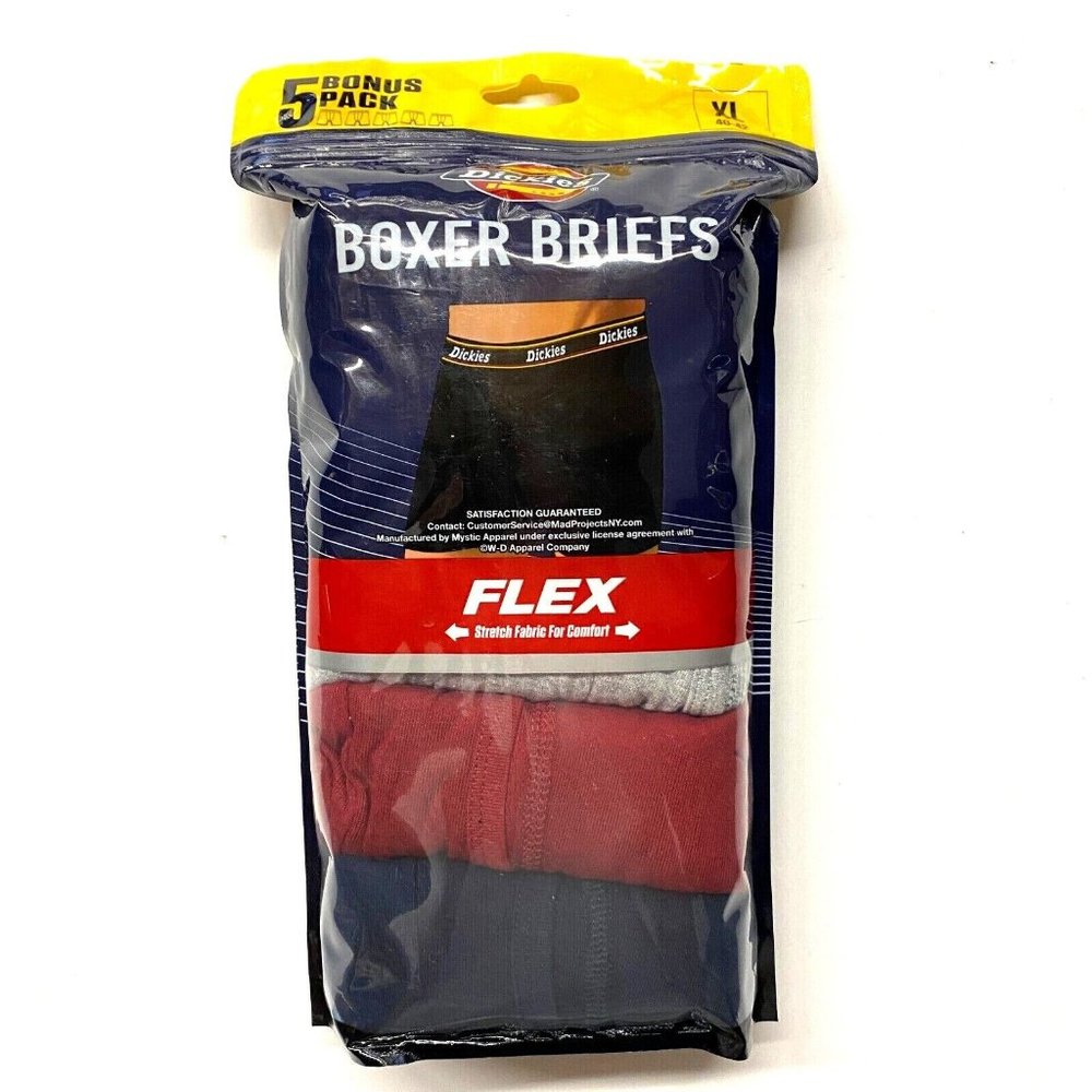 Men's Dickies 5-Pack Cotton Contour Pouch Boxer Briefs Multi Color - XL (40-42)